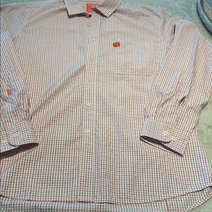 Antigua Clemson Tigers Shirt Men's Large Orange White Long Sleeve